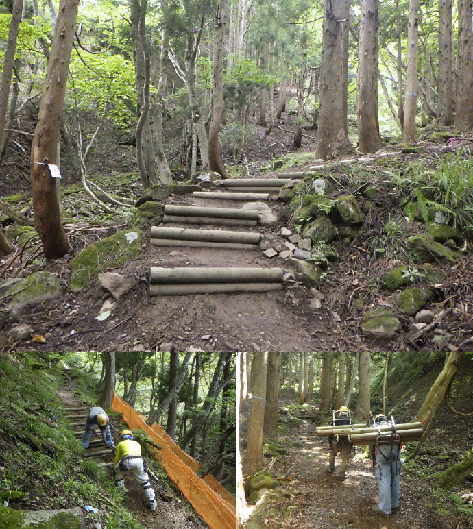 氷ノ山登山道改修工事 施工写真